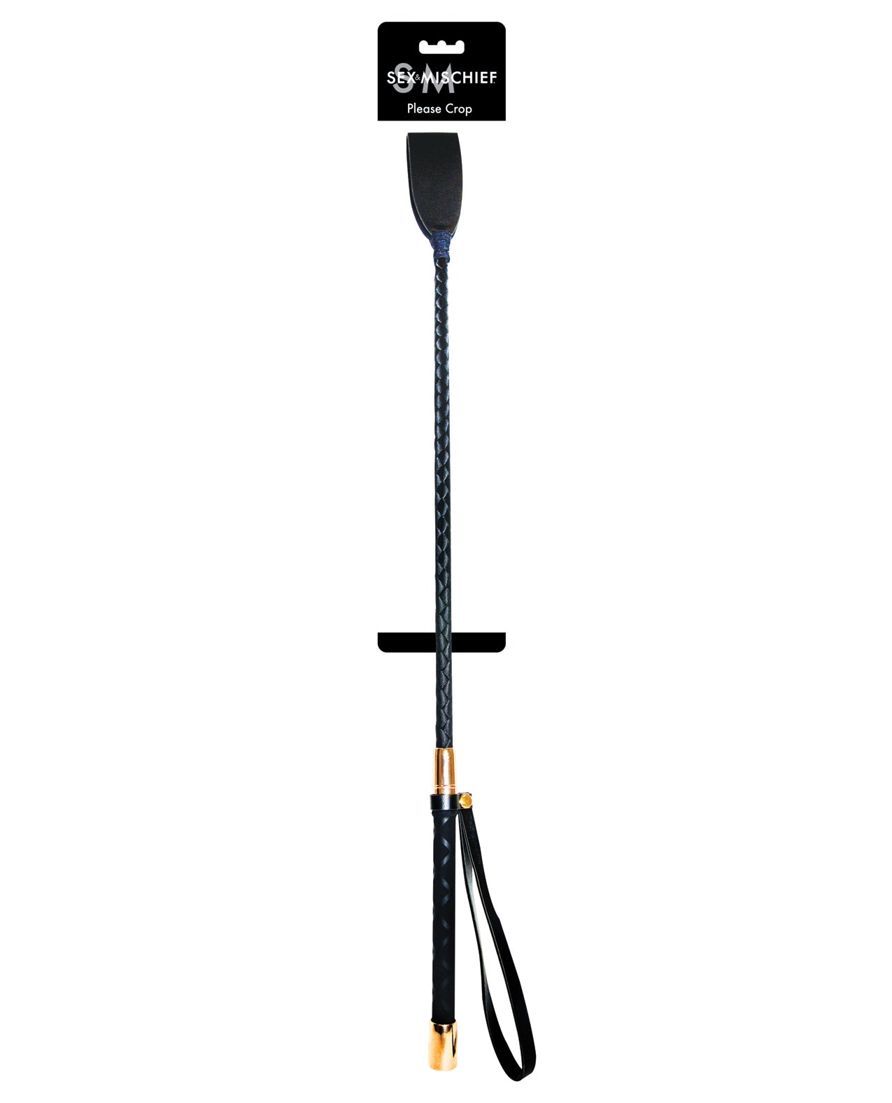 Sex and Mischief Bondage Crop Vegan Leather Rose Gold Handle for Sensual Impact Play