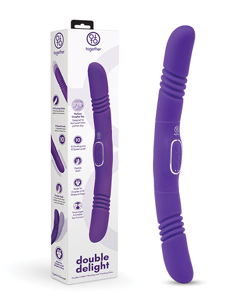 Together Vibrator Dual-Ended Design Body-Safe Silicone with Thrusting and Vibration for Couples Intimate Pleasure