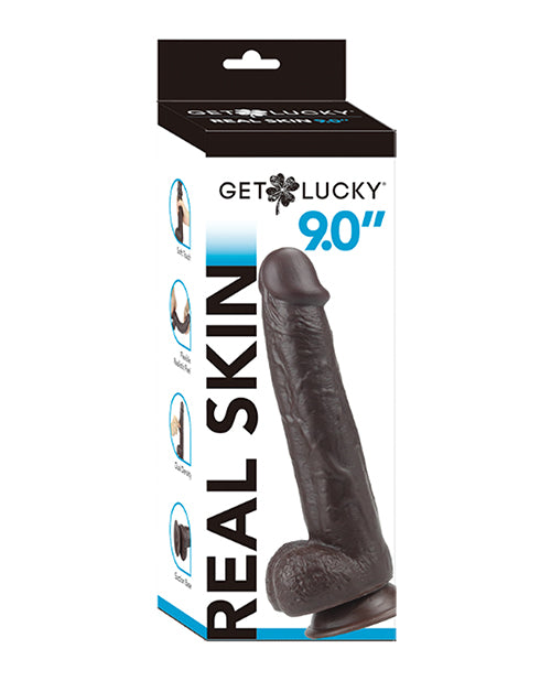 Get Lucky Dildo Dual Layered Sliding Skin Flexible Suction Base for Realistic Hands-Free Play