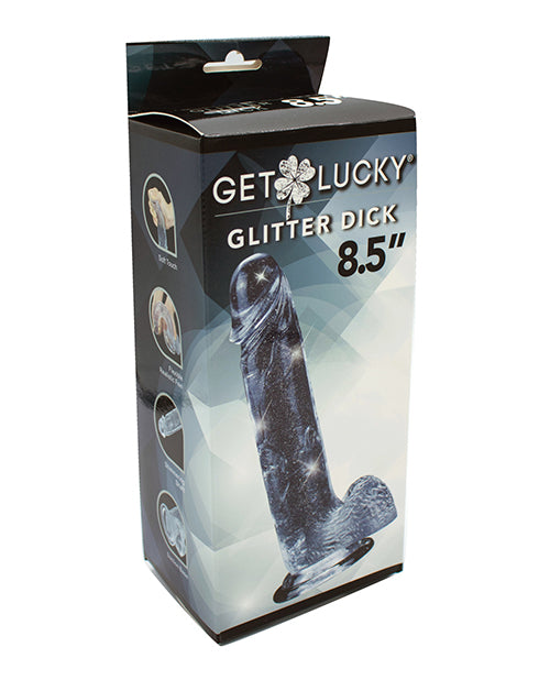 Get Lucky Dildo Platinum Glitter Body-Safe Soft TPE Suction Cup for Versatile Pleasure