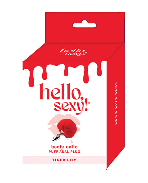 Hello Sexy! Anal Plug with Smooth Alloy Metal and Tiger Lily Fuzzy Puff for Beginner-Friendly Pleasure