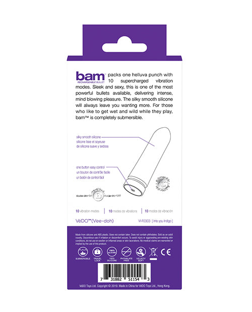 VeDO Bam Rechargeable Bullet Vibrator in Into You Indigo