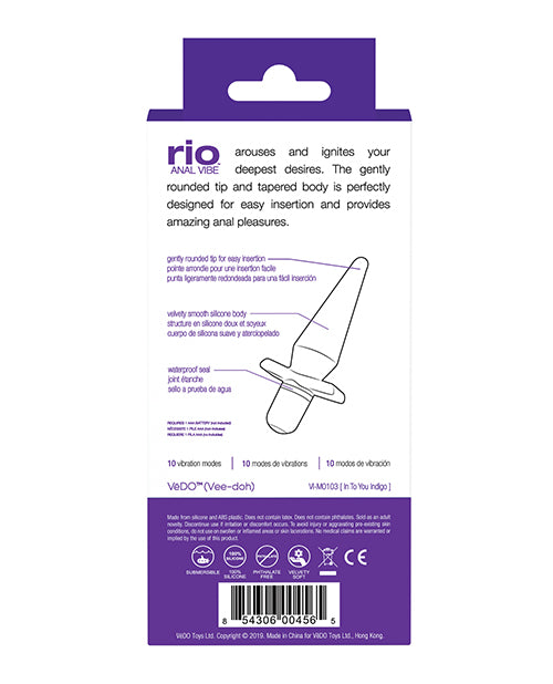 VeDO Rio Anal Vibe – Tapered Waterproof Silicone Anal Vibrator in Indigo