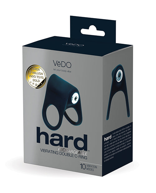 Hard Penis Enhancement Rechargeable Double C-Ring with Vibrating Modes for Stamina and Intimate Couples Play