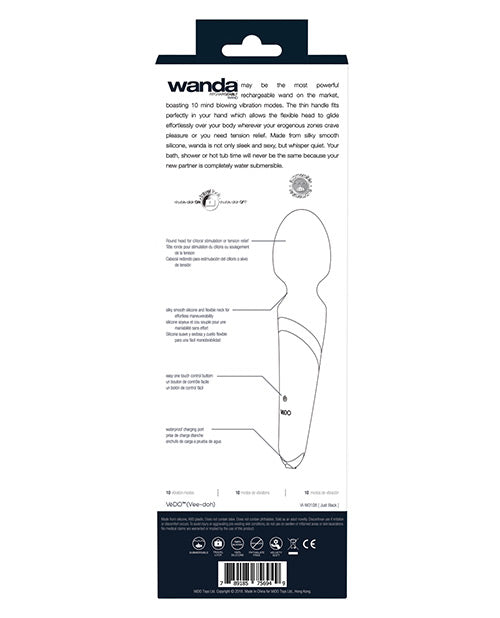 VeDO Wanda Rechargeable Massage Wand with 10 Vibration Modes - Just Black