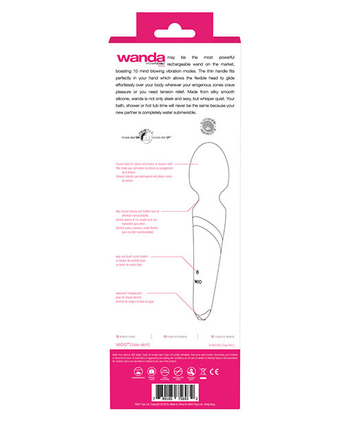 VeDO Wanda Rechargeable Wand Massager – Foxy Pink, Flexible Silicone