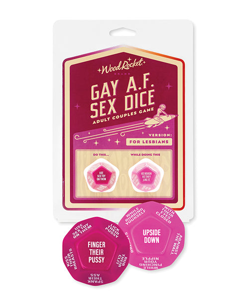 Wood Rocket Games for Romance & Couples Lesbian Dice Game with Fuchsia 12-sided Dice for Playful Connection