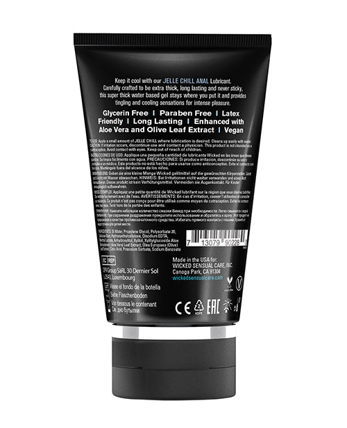 Wicked Sensual Care Jelle Chill Water-Based Anal Gel Lubricant – Cooling Tingling Formula, 4 oz