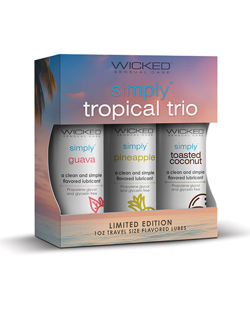 Wicked Sensual Care Lubricants Tropical Flavored Travel-Size Bottles with Guava Pineapple Coconut for Enhanced Sensory Experience