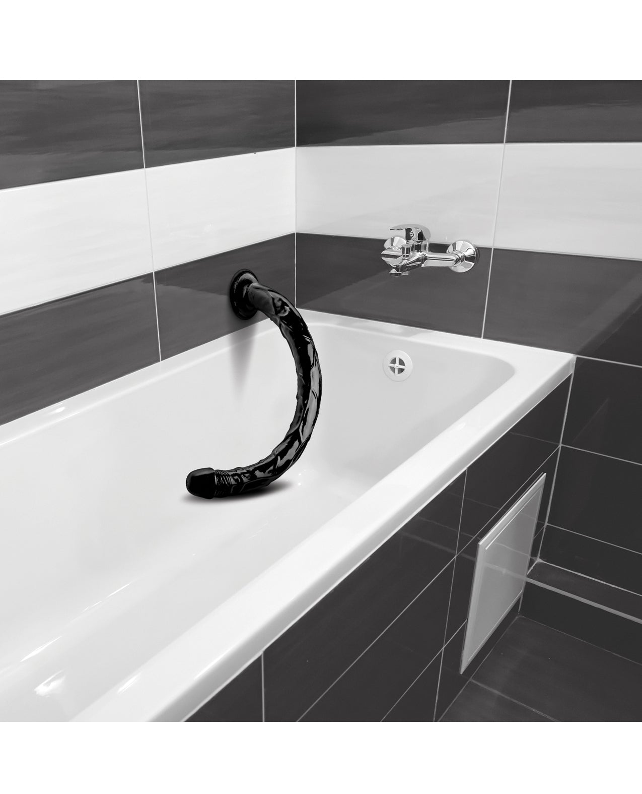 Hosed 19-Inch Realistic Veined Dildo with Suction Base