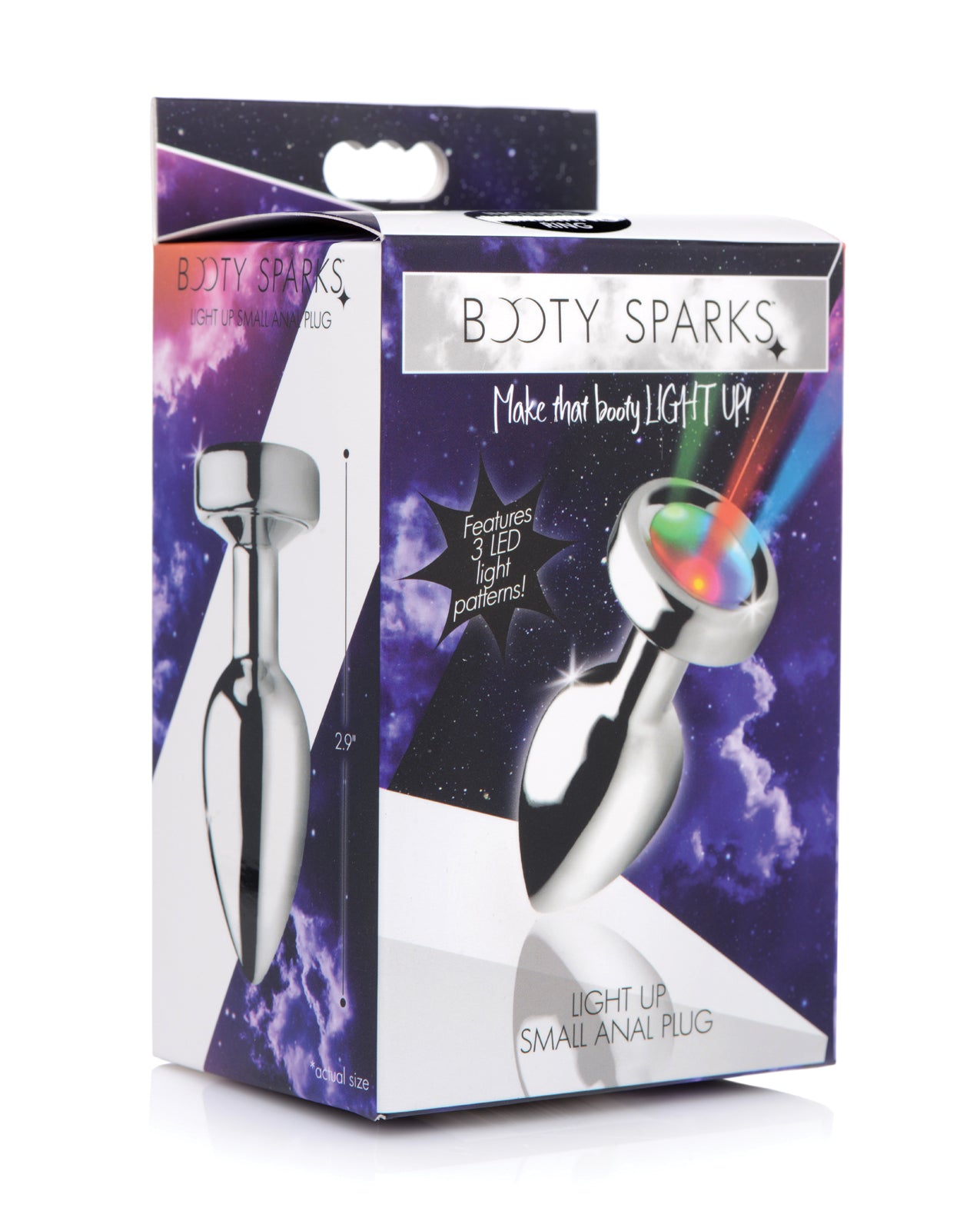 BootySparks Anal Plug Small Metal with LED Light Patterns and Weighted Design for Visual Stimulation