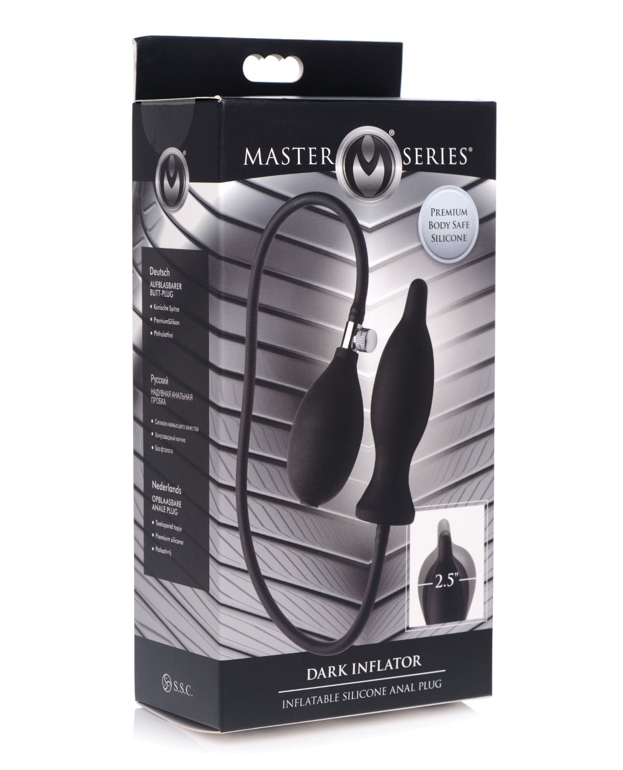 Master Series Anal Plug Inflatable Silicone with Hand Bulb Pump for Adjustable Anal Expansion