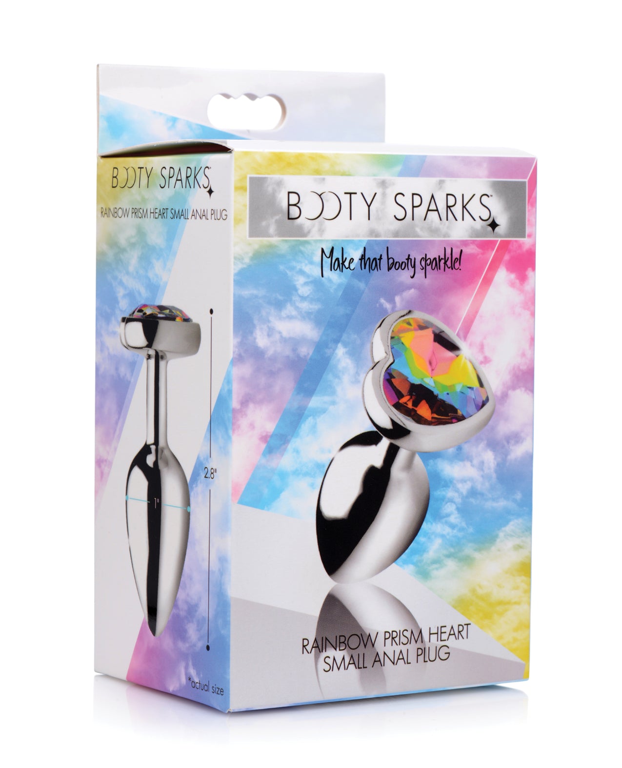 BootySparks Anal Plug Heart-Shaped Rainbow Gem Aluminum Alloy for Body-Safe Vibrant Anal Play