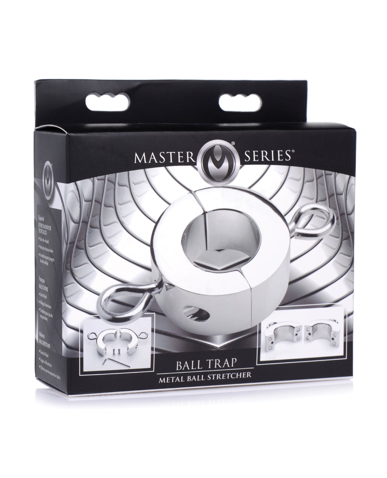 Master Series Penis Enhancement Heavy Metal Ball Stretcher with Dual Attachment Points for Intense Testicular Play