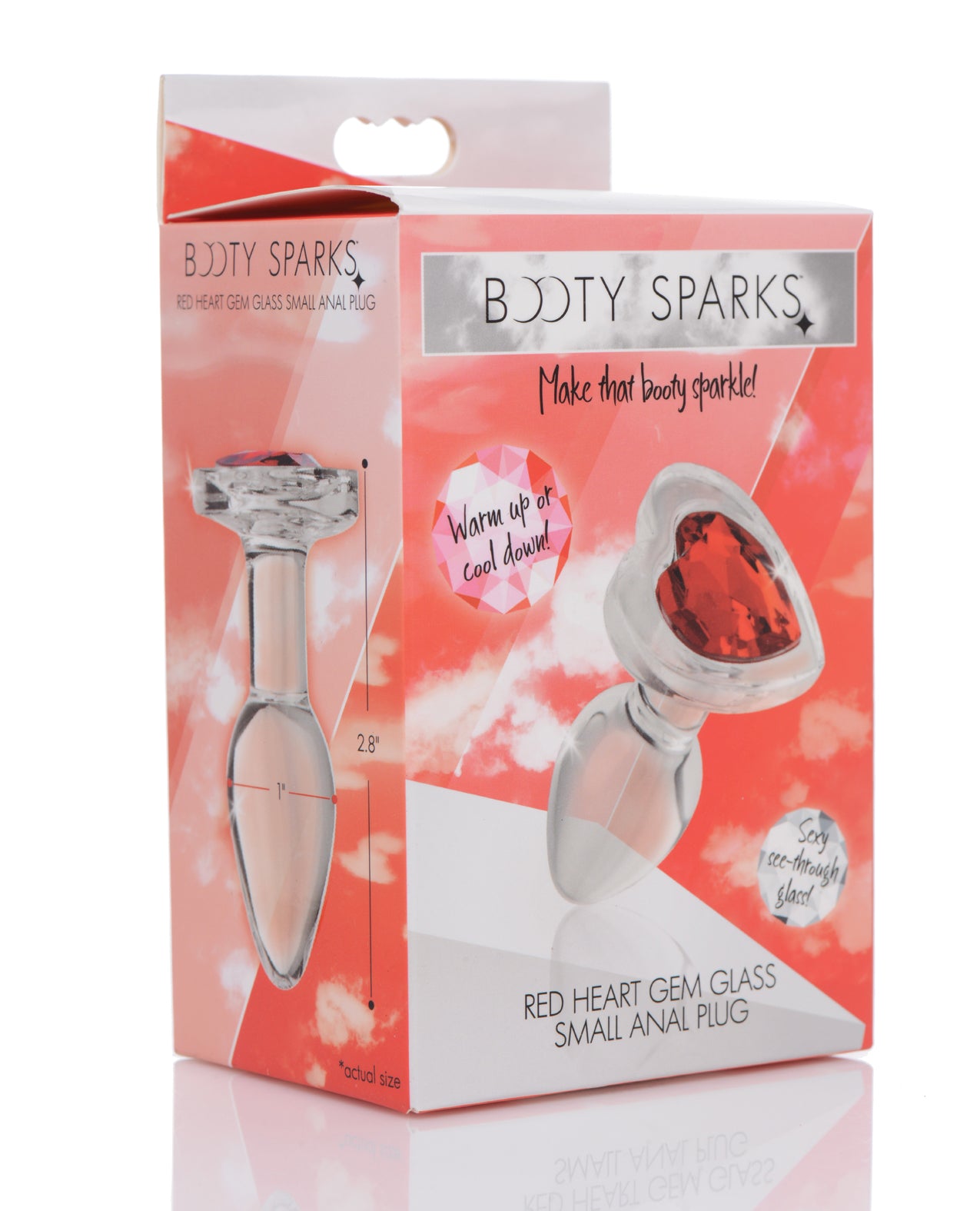 BootySparks Anal Plug Red Heart Gem See-Through Glass for Decorative Anal Play
