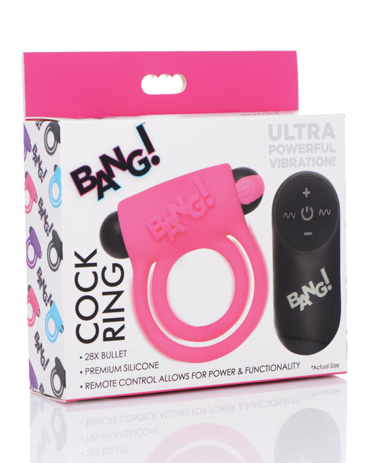 Bang! Penis Enhancement Vibrating Cock Ring with Bullet and Remote for Prolonged Erection and Clitoral Stimulation