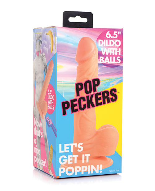 Pop Peckers Dildo Realistic Veiny Shaft Suction Cup Base for Lifelike Hands-Free Play