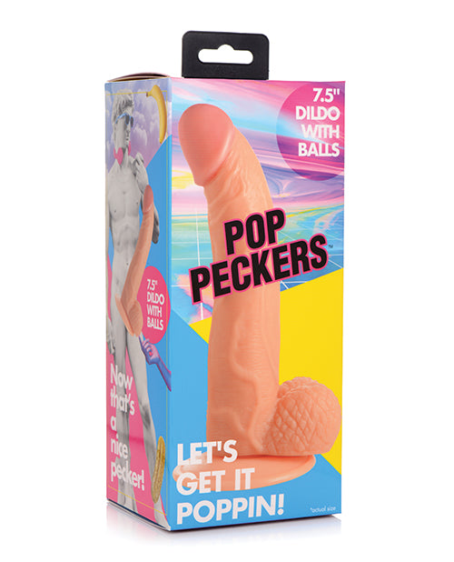 Pop Peckers Dildo Lifelike Veined Shaft Suction Cup Base for Hands-Free or Strap-On Pleasure