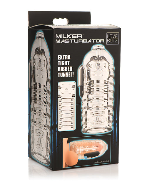 The Milker Masturbator Sleeve Ribbed TPE Clear Design with Open Tip for Enhanced Solo Pleasure
