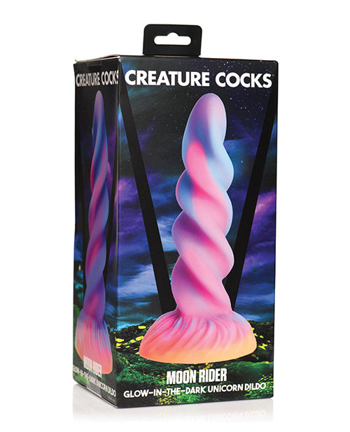Creature Cocks Unicorn Dildo Glow in the Dark Spiral Horn Suction Cup for Fantasy Play