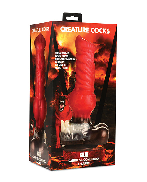 Creature Cocks Canine Dildo XL with Suction Base and Textured Ridges for Fantasy Pleasure