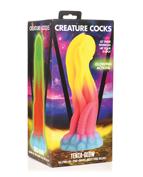 Creature Cocks Silicone Dildo Glow-in-the-Dark Tentacle Design Suction Base for Fantasy Roleplay Pleasure