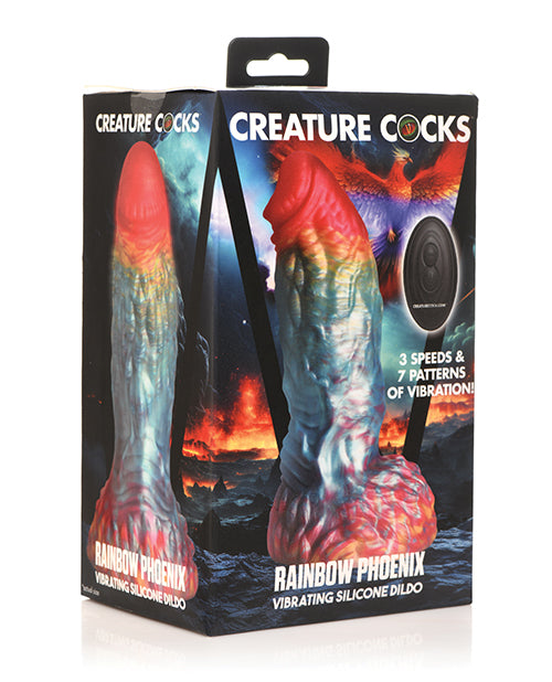 Creature Cocks Vibrator Rainbow Phoenix Texture Remote Control for Hands-Free Fantasy Play