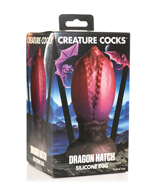 Creature Cocks Anal Toy Large Multi-Color Silicone Egg with Glitter and Dragon Head Tip for Fantasy-Themed Intimate Play