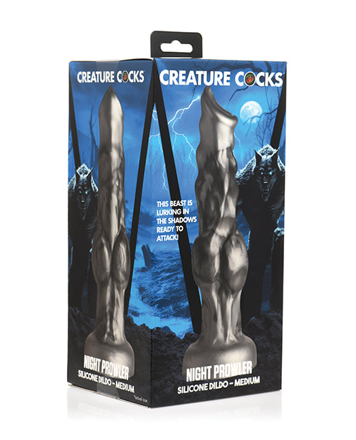 Creature Cocks Dildo Iridescent Black Silver Silicone with Knotted Base for Fantasy Roleplay Pleasure
