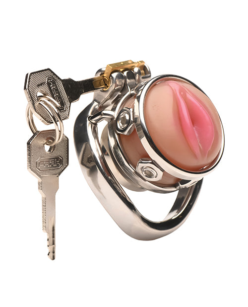 Master Series Pussy Boy Metal Chastity Cage with Secure Lock