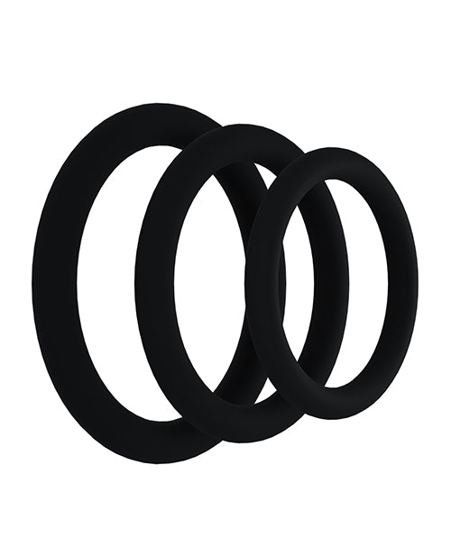 Rock Solid Tri-Pack Silicone Gasket Cock Rings in Black Silicone