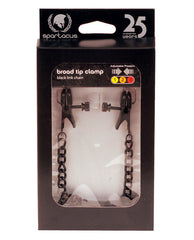 Spartacus Bondage Restraint Broad Tip Adjustable Nipple Clamps with Black Chain for Customizable Sensation