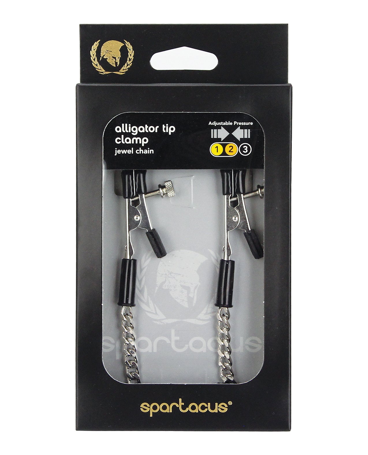 Spartacus Bondage Nipple Clamps Adjustable Alligator Design Silver Chain for Sensory Stimulation and BDSM Play