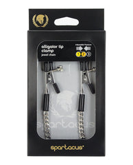 Spartacus Bondage Nipple Clamps Adjustable Alligator Design Silver Chain for Sensory Stimulation and BDSM Play