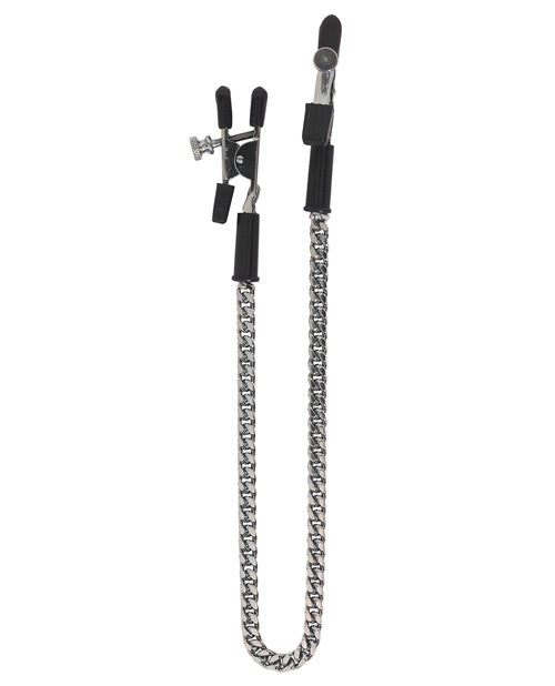 Spartacus Adjustable Alligator Nipple Clamps with Silver Chain