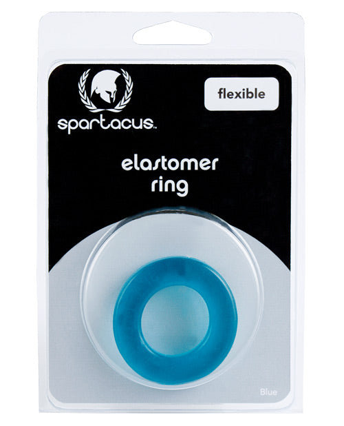 Spartacus Cock Ring Stretch-to-Fit Elastomer Comfortable Blue Design for Penis Enhancement