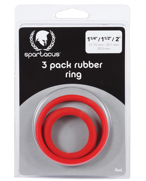 Spartacus Penis Enhancement Red Rubber Cock Ring Set with Stretchy Flexible Design for Support and Stimulation