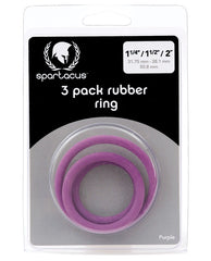 Spartacus Rubber Cock Ring Set - Purple Pack of 3