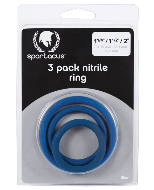 Spartacus Penis Enhancement Nitrile Cock Ring Set Three Sizes Skin-Safe Material for Performance Support