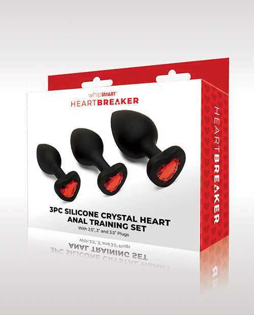 WhipSmart Anal Training Set with Crystal Heart Bases in Graduated Sizes for Comfortable Anal Play