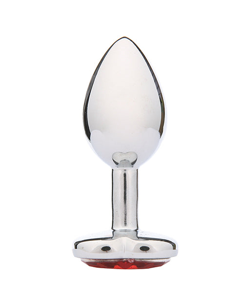 WhipSmart Butt Plug Red Heart Crystal Jeweled Base with Smooth Metal for Beginner Anal Play