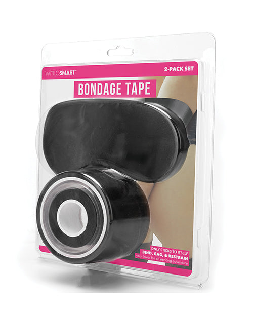 WhipSmart Bondage Tape black self-adhesive restraint and satin eye mask for comfortable BDSM sensory play