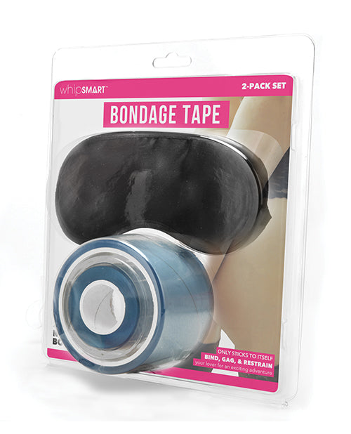 WhipSmart Bondage Tape Clear Self-Adhesive Satin Blindfold Restraint Set for Sensory Bondage Play
