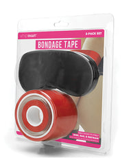 WhipSmart Bondage Tape Red Self-Adhesive Satin Blindfold Set for Safe Restraint Play