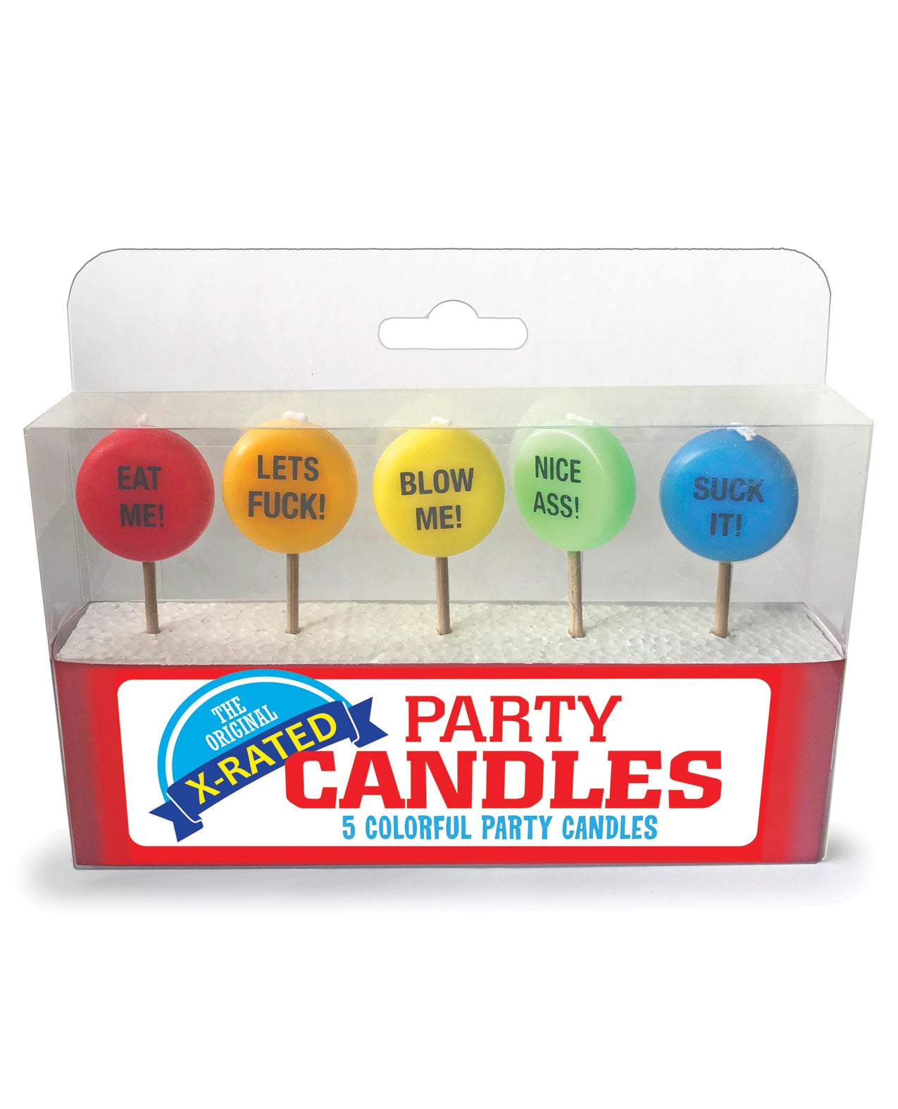 Candy Prints Bachelorette Party Candles with Naughty Phrases, Set of 5, for Fun Adult Celebrations