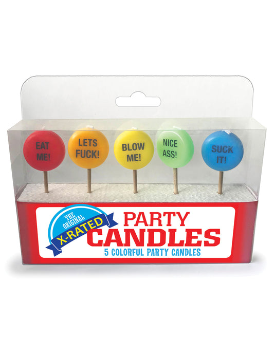 Candy Prints Bachelorette Party Candles with Naughty Phrases, Set of 5, for Fun Adult Celebrations
