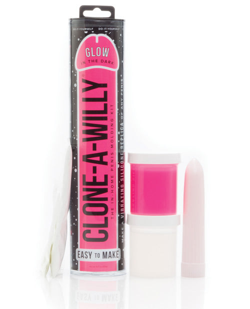 Clone A Willy Dildo Kit Vibrating Glow in the Dark Pink Silicone with Lifelike Detail for Custom Pleasure