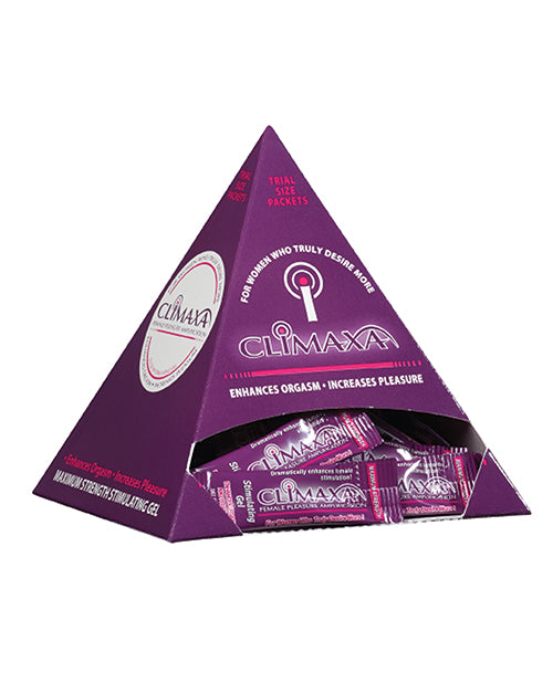 Climaxa Female Pleasure Amplification Gel display with single-use pillows for enhanced female stimulation and easy application