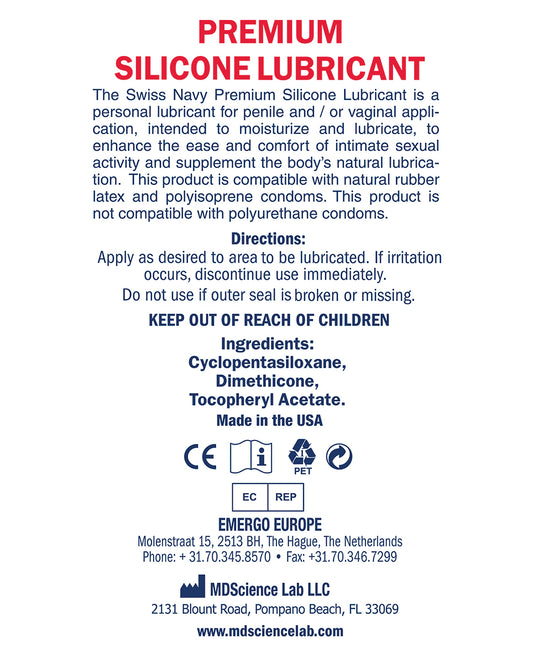 Swiss Navy Silicone Lubricant 32 oz for Sensitive & Dry Skin