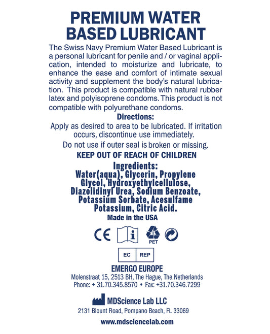 Swiss Navy Water Based Lubricant 32 oz – Superior Gel Texture & Easy Cleanup